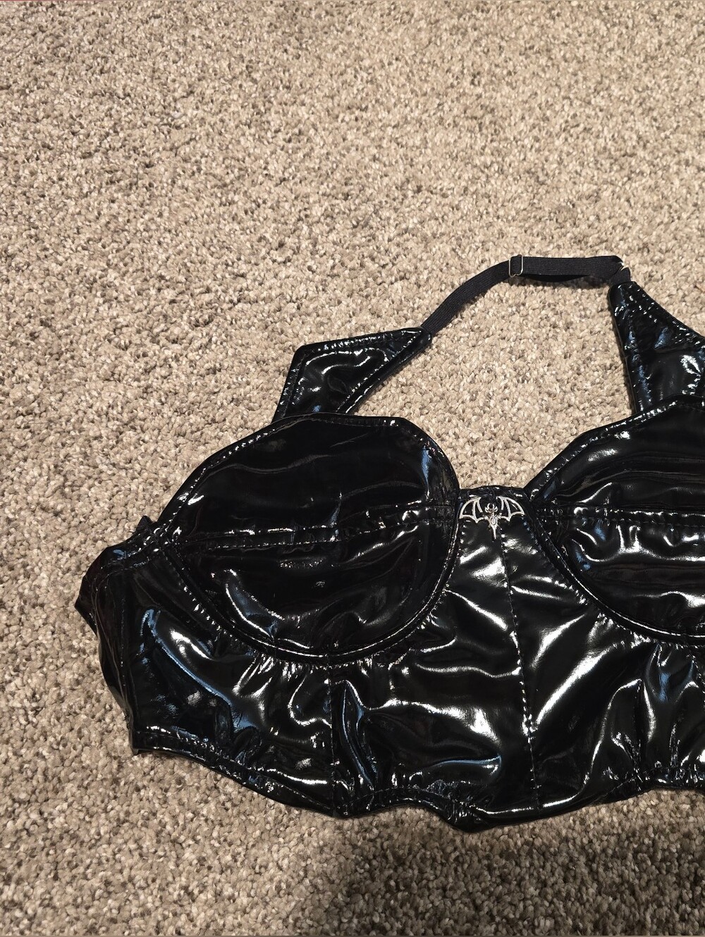 Black Patent Bat Top